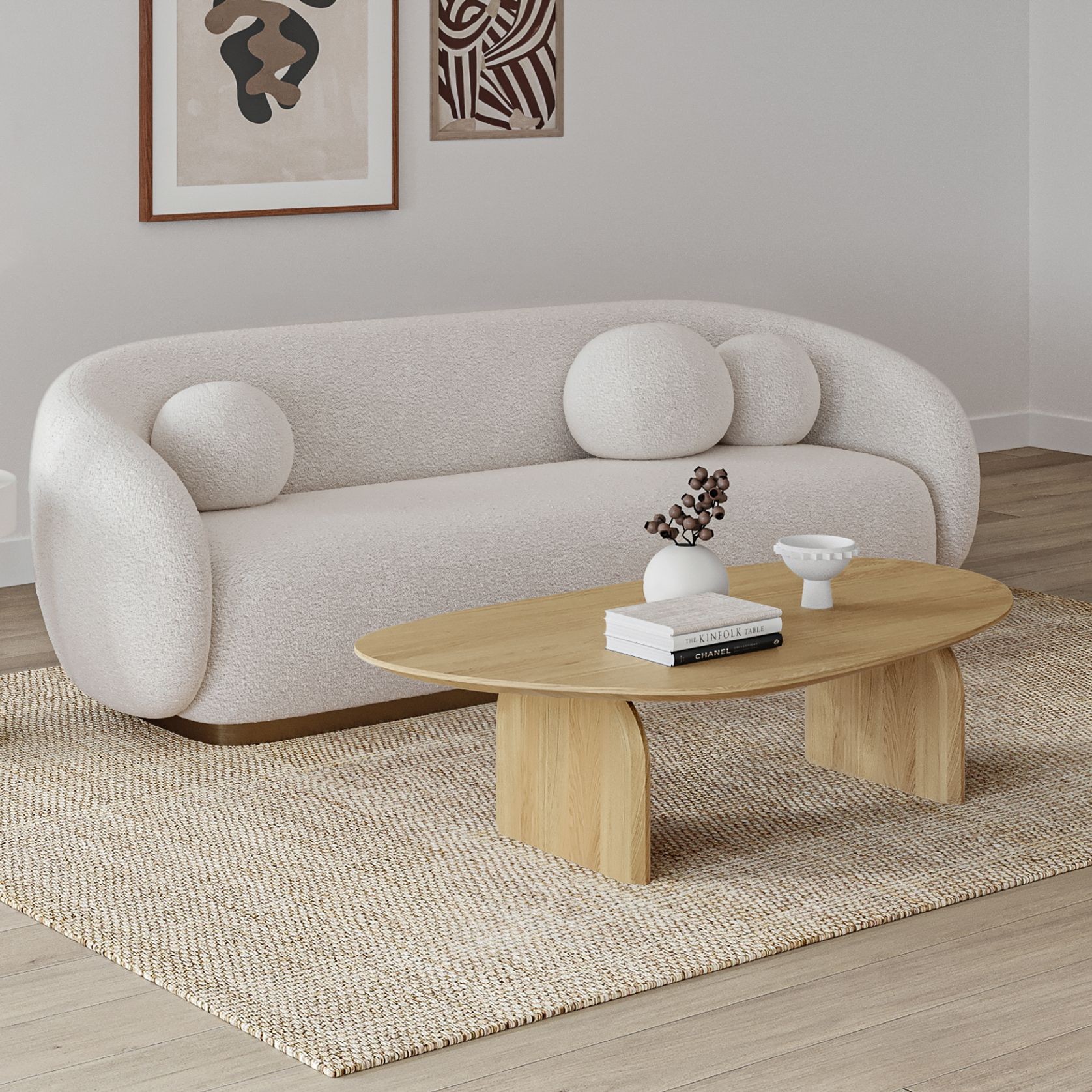 Arco 130cm Oval Oak Coffee Table | Natural gallery detail image