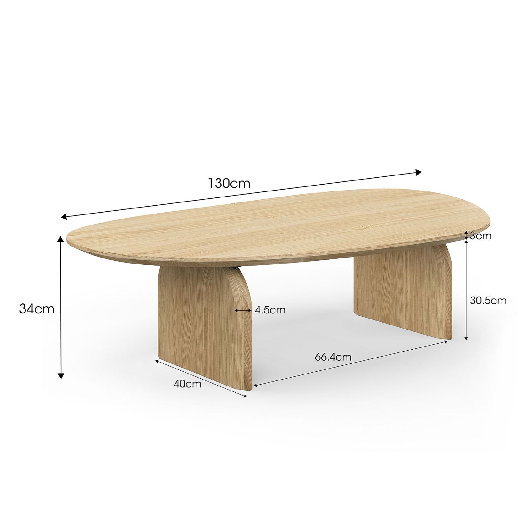 Arco 130cm Oval Oak Coffee Table | Natural gallery detail image