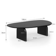 Arco 130cm Oval Oak Coffee Table | Black gallery detail image