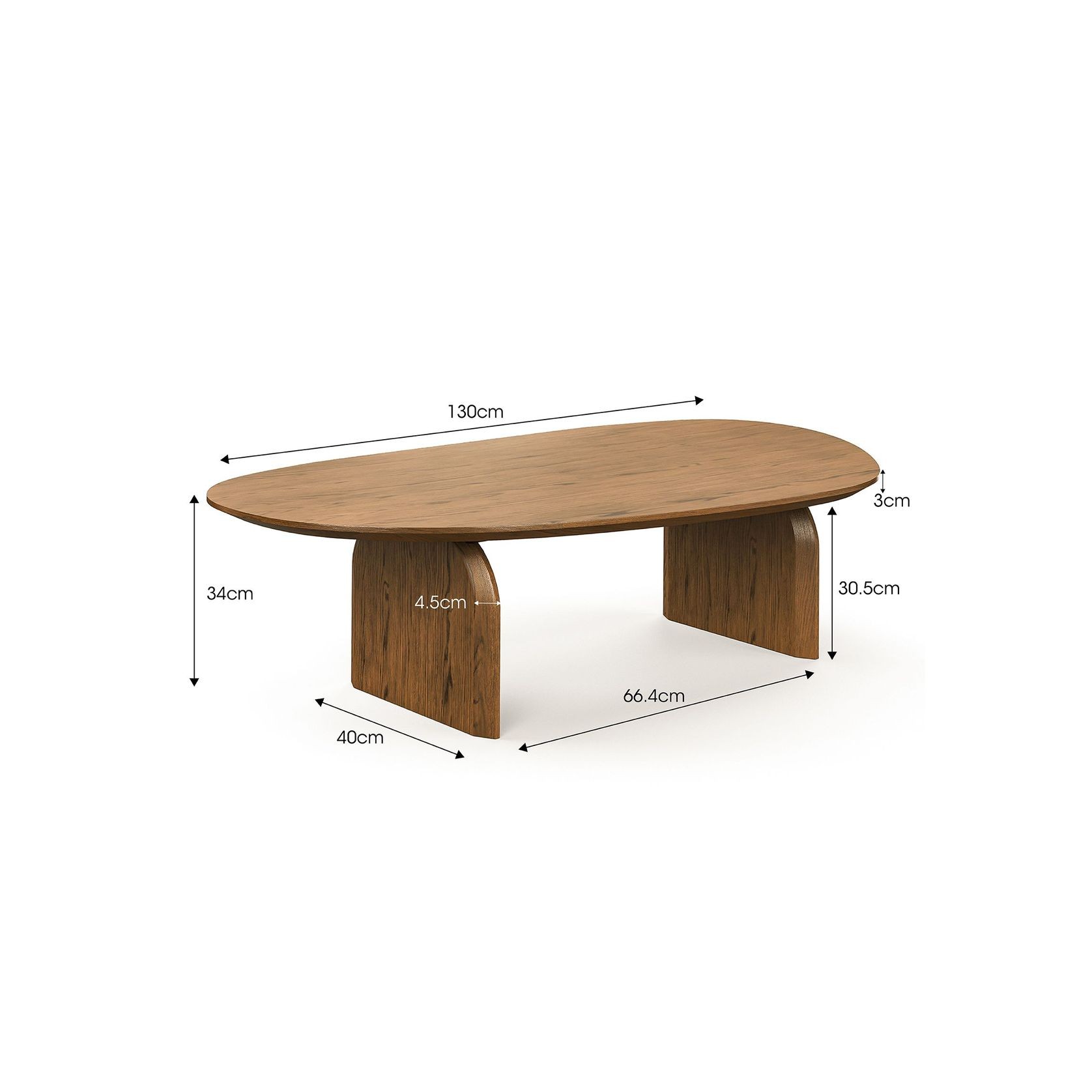 Arco 130cm Oval Coffee Table | Brown Oak gallery detail image