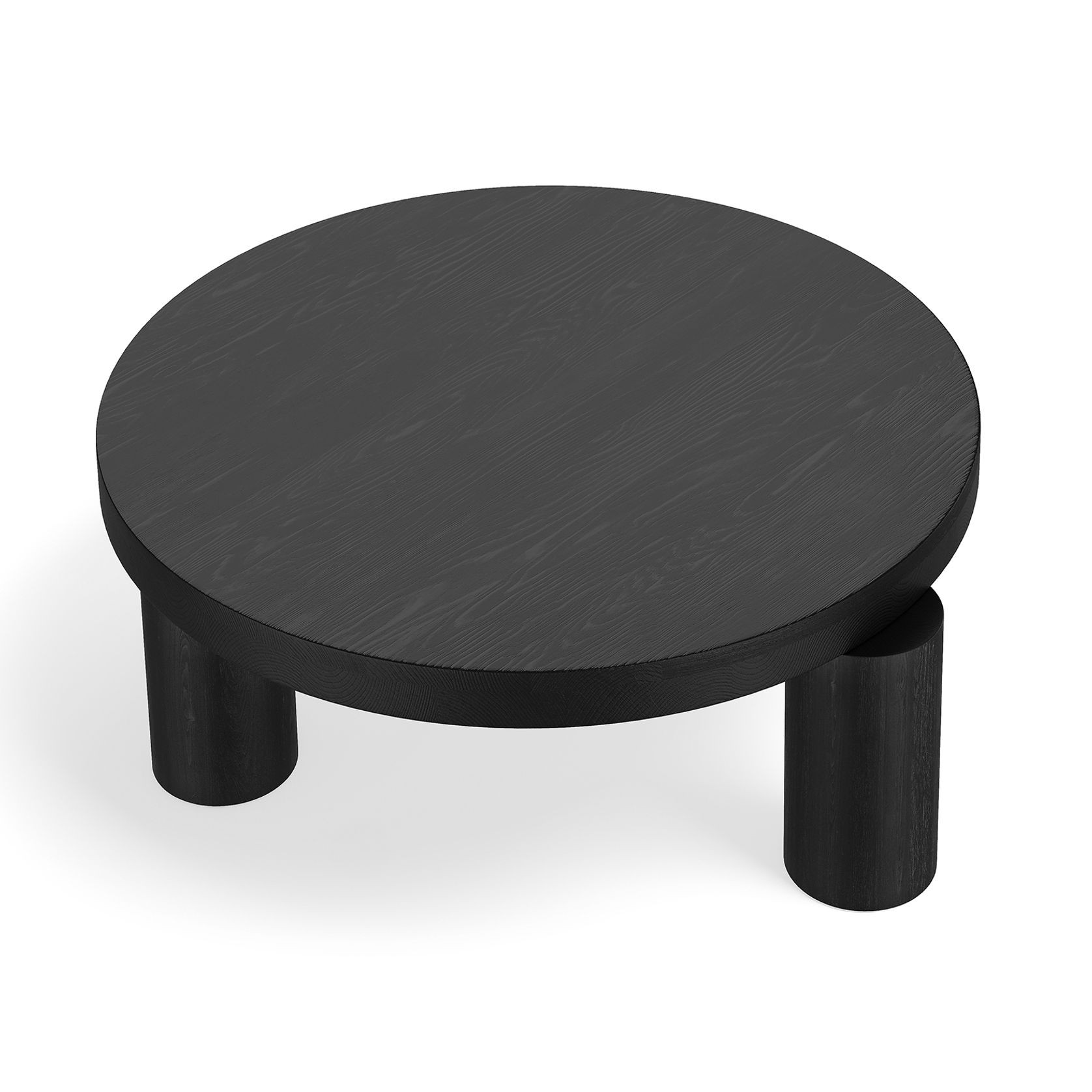 Nomad 90cm Round Solid Oak Coffee Table | Black gallery detail image