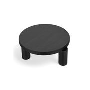 Nomad 90cm Round Solid Oak Coffee Table | Black gallery detail image