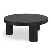 Nomad 90cm Round Solid Oak Coffee Table | Black gallery detail image