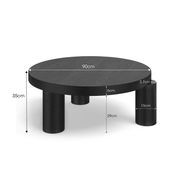Nomad 90cm Round Solid Oak Coffee Table | Black gallery detail image