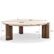 Amaya 110cm Round Travertine Coffee Table | Cream & Brown Oak gallery detail image