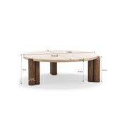 Amaya 110cm Round Travertine Coffee Table | Cream & Brown Oak gallery detail image