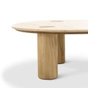 Ayra 100cm Round Travertine Coffee Table | Cream & Natural Oak gallery detail image