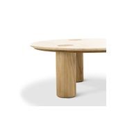 Ayra 100cm Round Travertine Coffee Table | Cream & Natural Oak gallery detail image