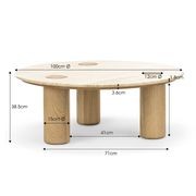 Ayra 100cm Round Travertine Coffee Table | Cream & Natural Oak gallery detail image