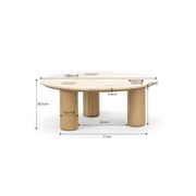 Ayra 100cm Round Travertine Coffee Table | Cream & Natural Oak gallery detail image