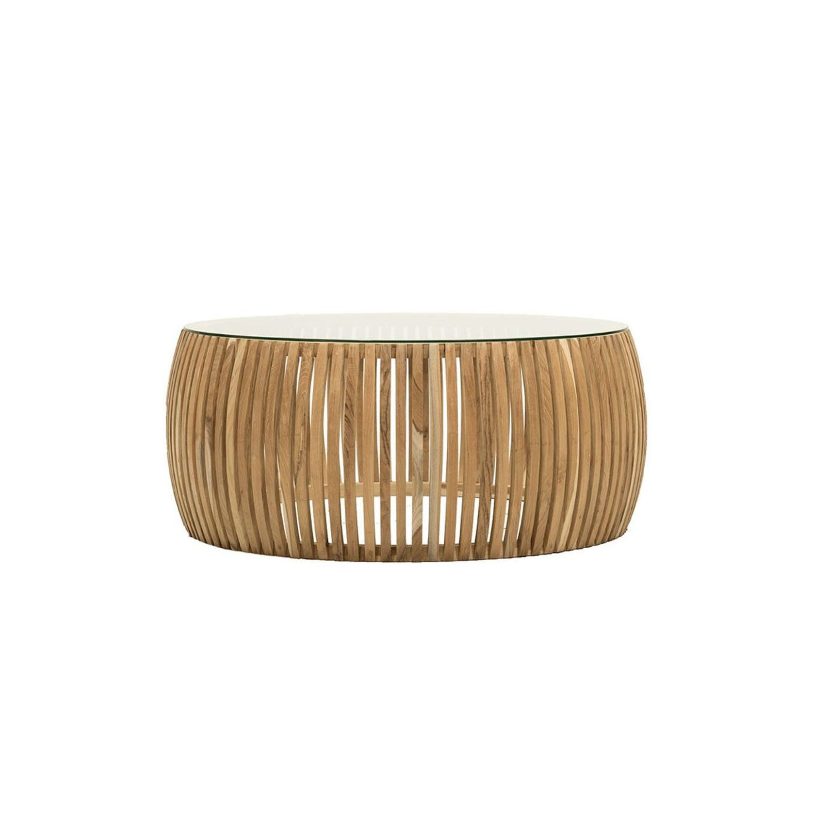 Crusoe Round Slatted Coffee Table - Natural gallery detail image