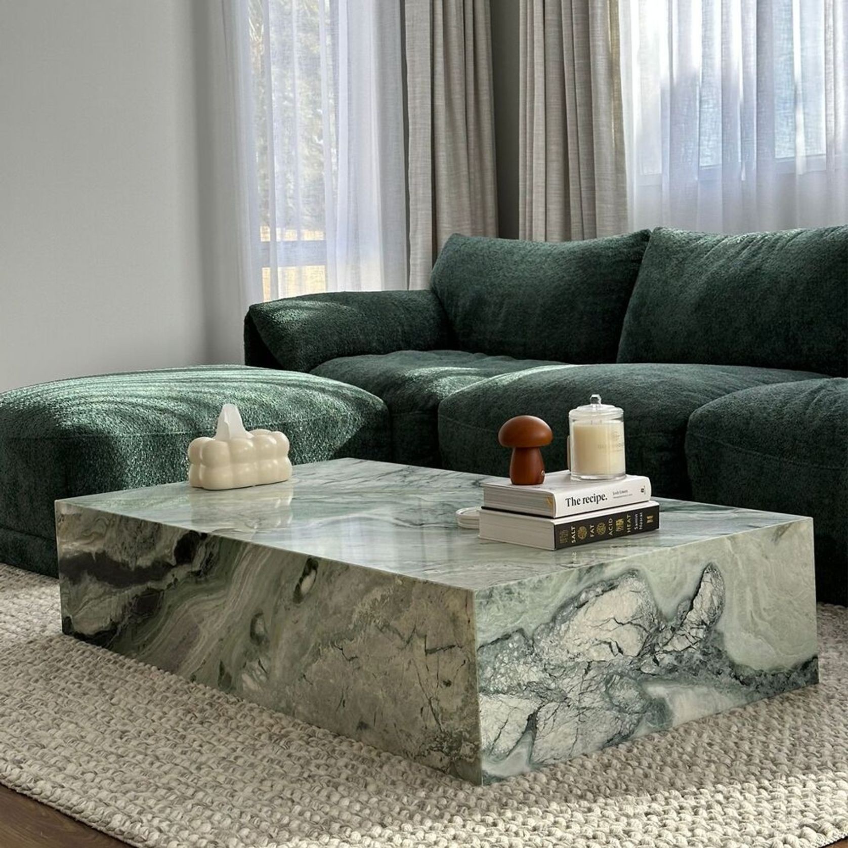 Block Coffee Table/Twill Green Marble | Natural Stone Co. gallery detail image