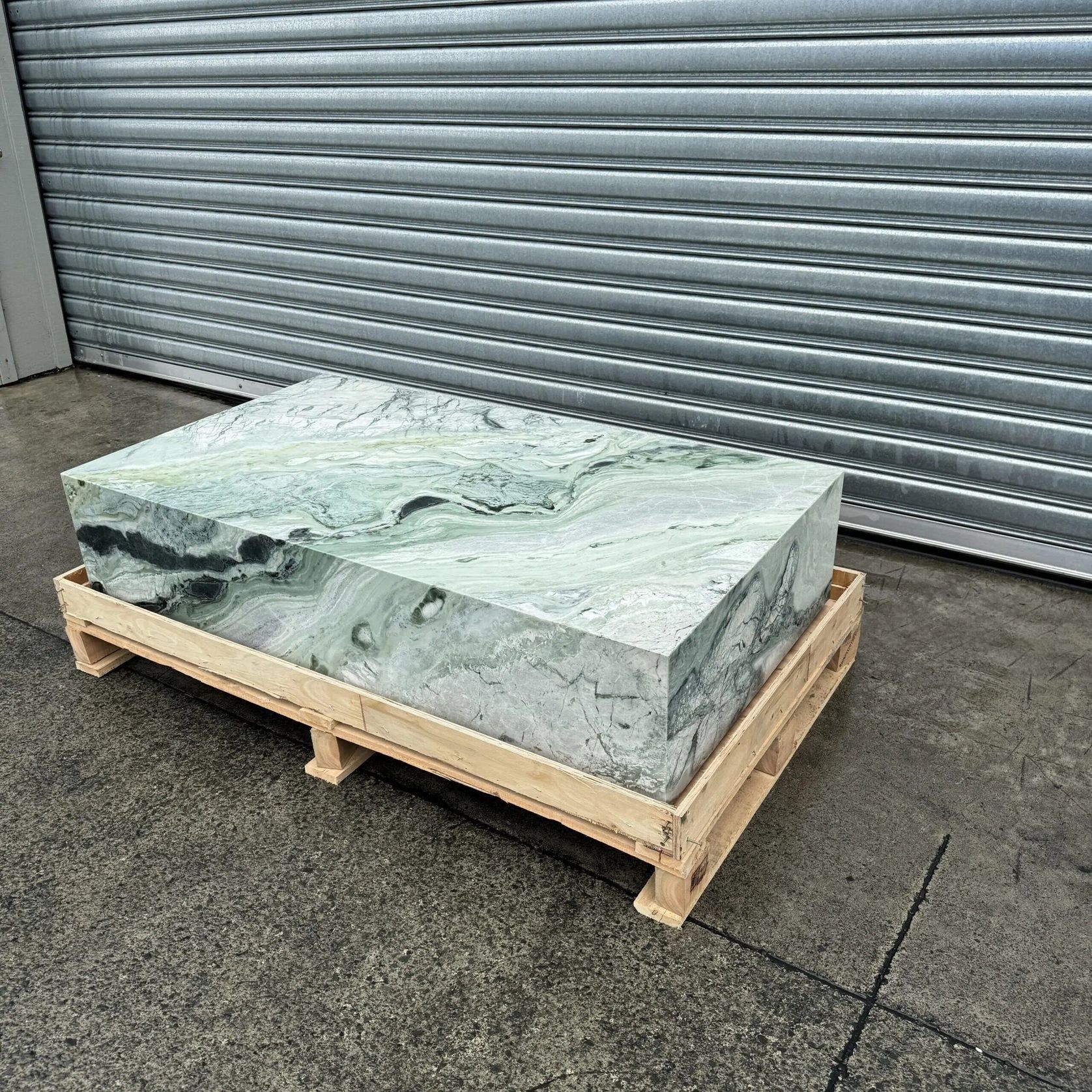 Block Coffee Table/Twill Green Marble | Natural Stone Co. gallery detail image