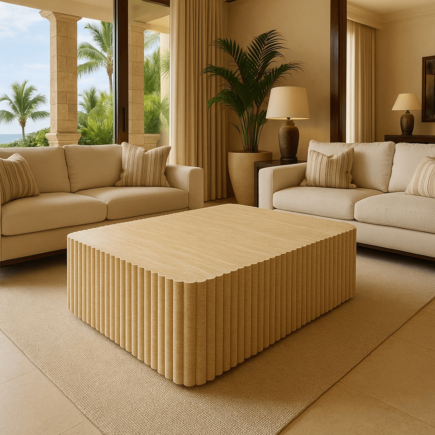 Fluted Block Table - Veincut Travertine | Natural Stone Co. gallery detail image