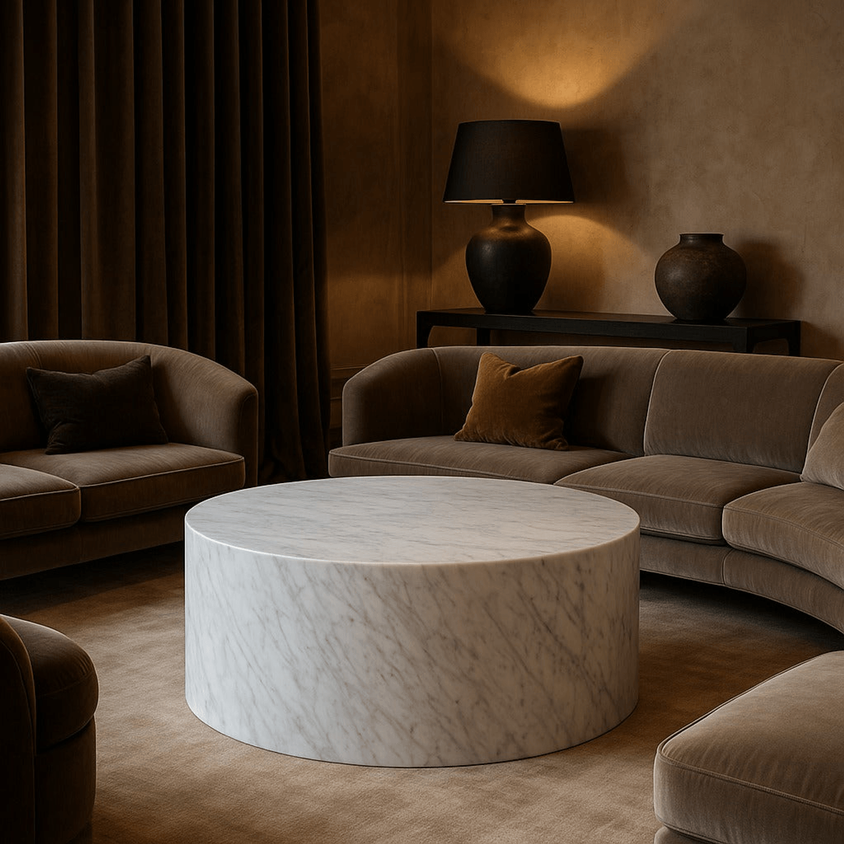Rounded Coffee Table - Carrara Marble | Natural Stone Co. gallery detail image