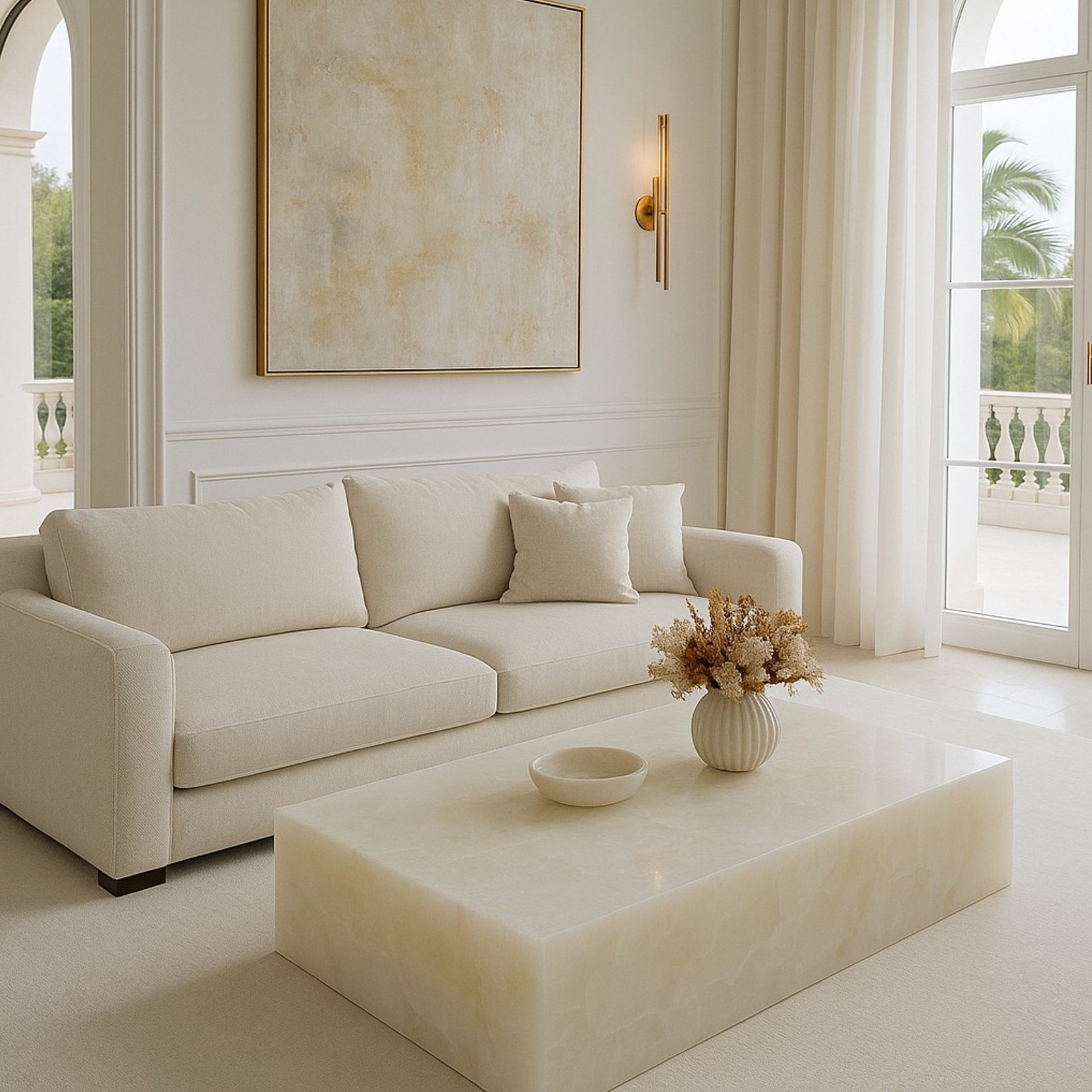 Block Coffee Table/White Onyx-Large | Natural Stone Co. gallery detail image