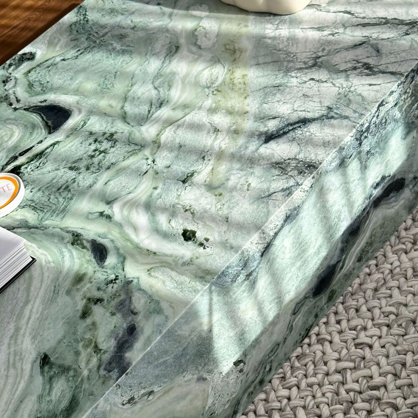 Block Coffee Table/Twill Green Marble | Natural Stone Co. gallery detail image