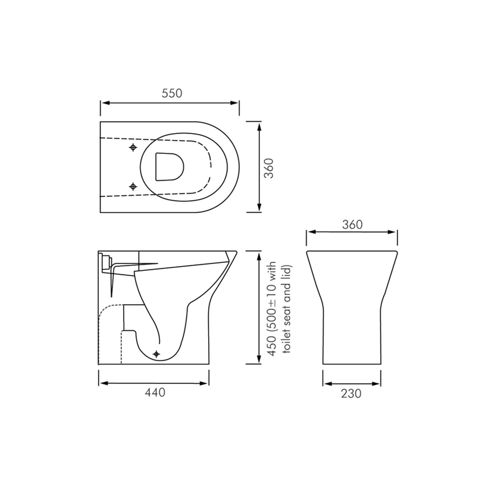 RAK Resort Rimless Comfort Height Wall Faced Toilet Pan gallery detail image