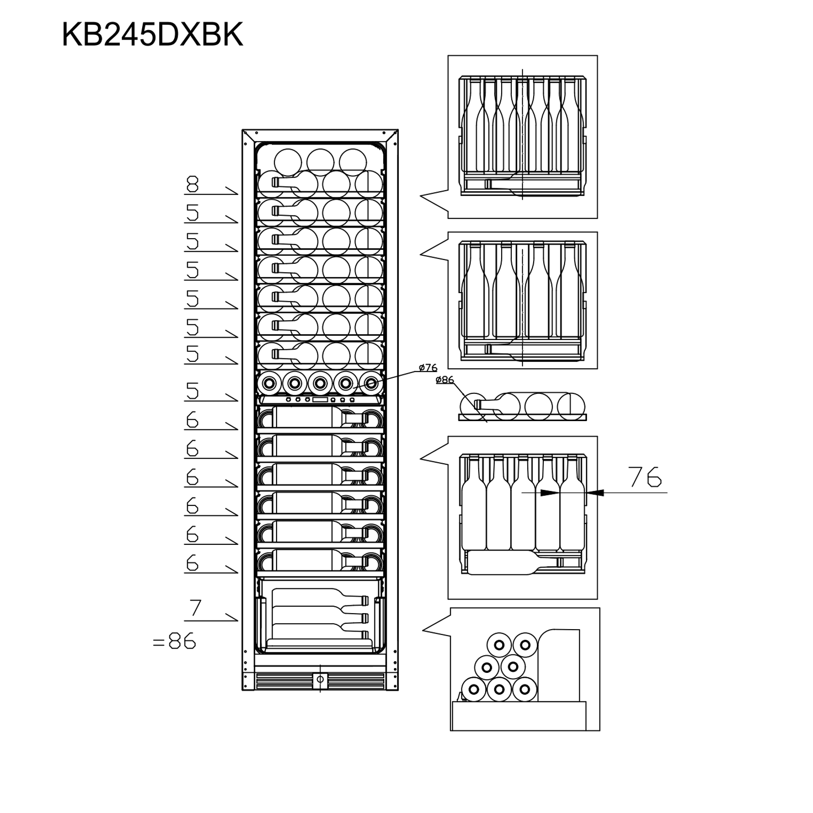 Atelier Duo - 1775mm High Sleek Dual Zone Refrigerator gallery detail image