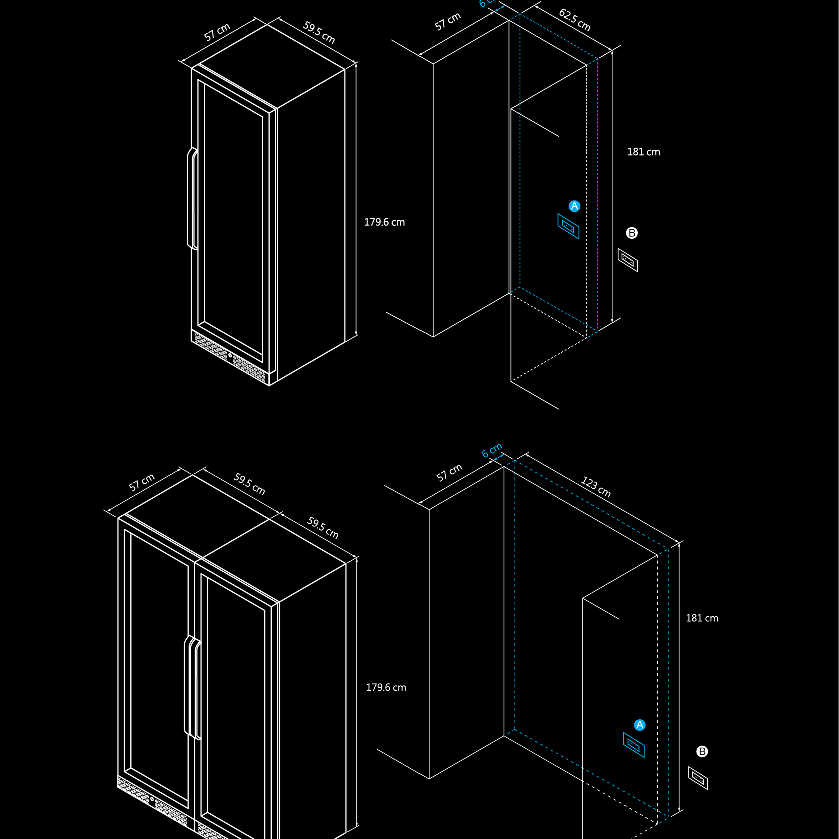 105-114 Bottle Dual-Zone Jet Black Wine Fridge gallery detail image