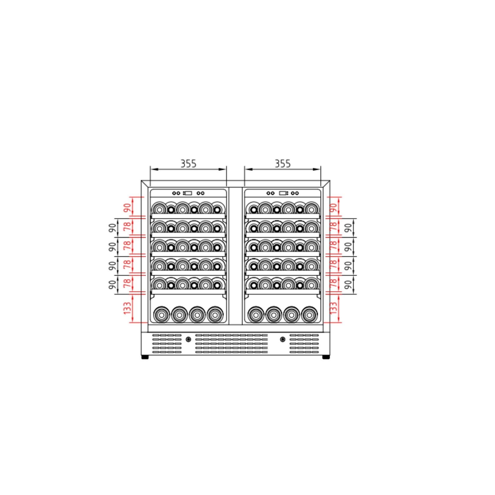 900mm Wide Under Bench Dual Zone Wine Fridge gallery detail image