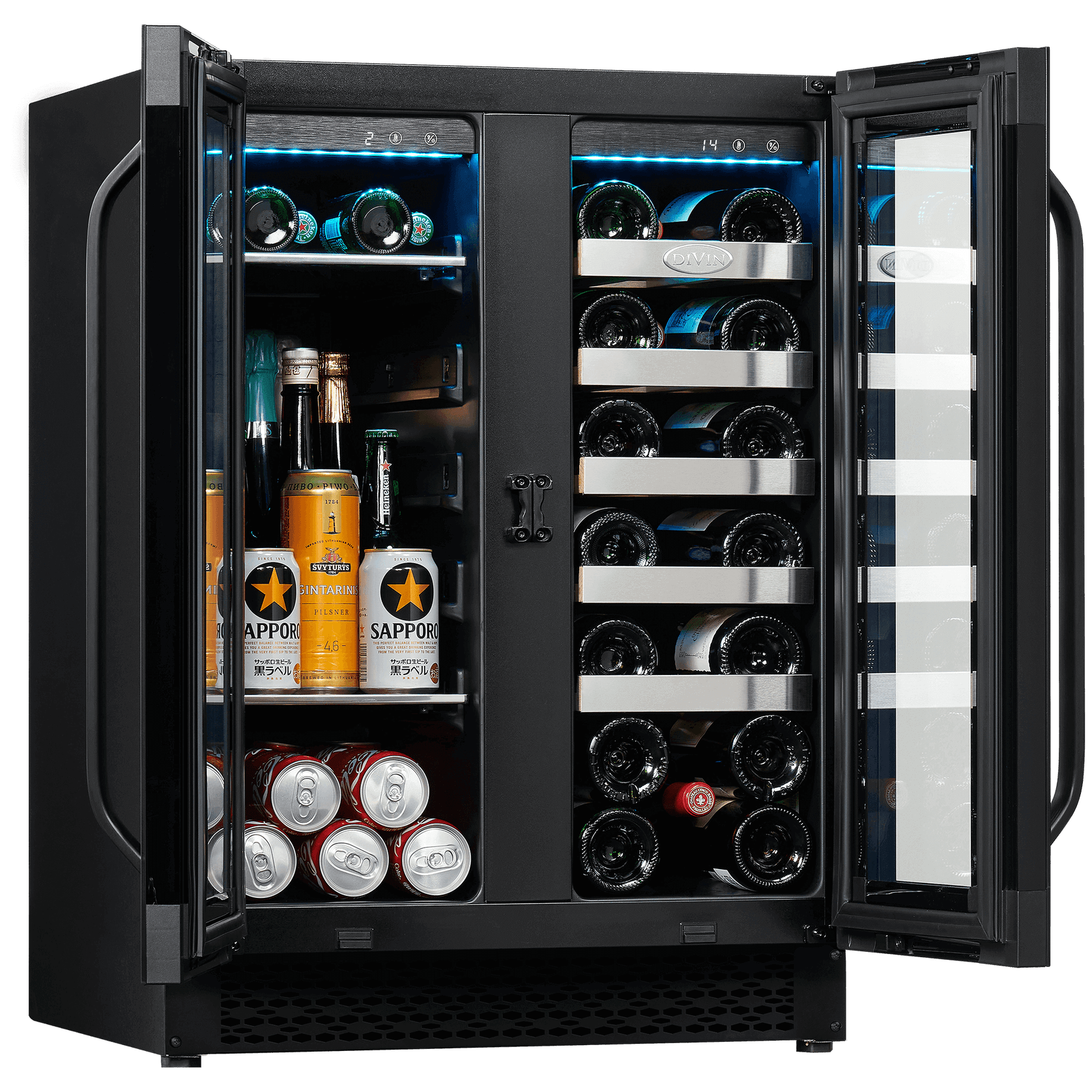 Glass Double-Door Dual-Zone Beverage and Wine Fridge gallery detail image