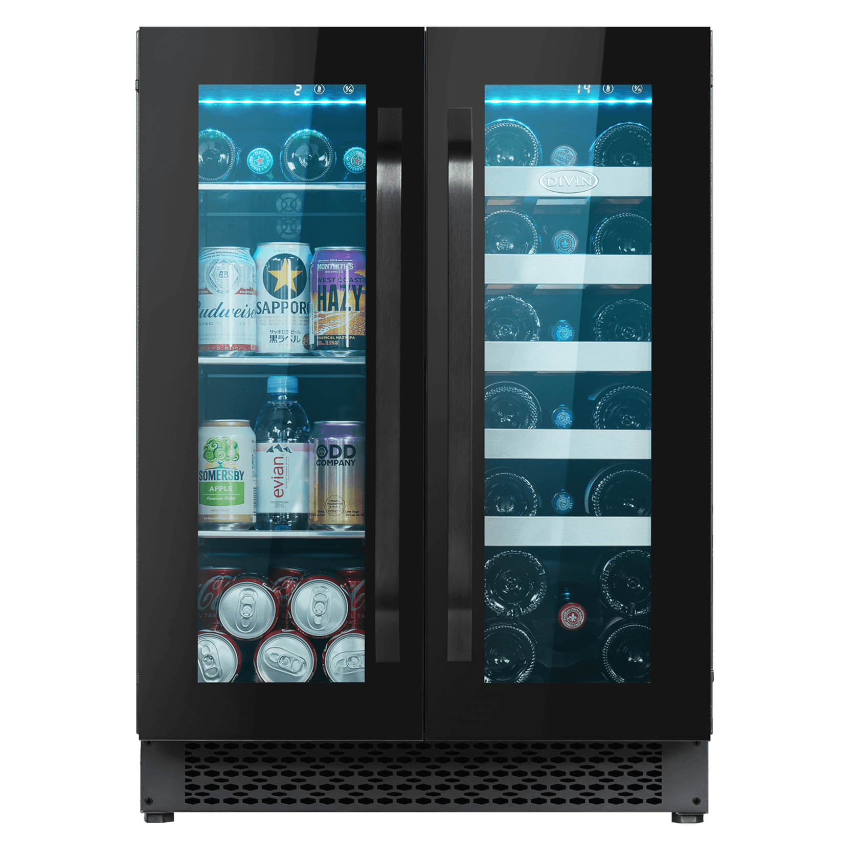 Glass Double-Door Dual-Zone Beverage and Wine Fridge gallery detail image