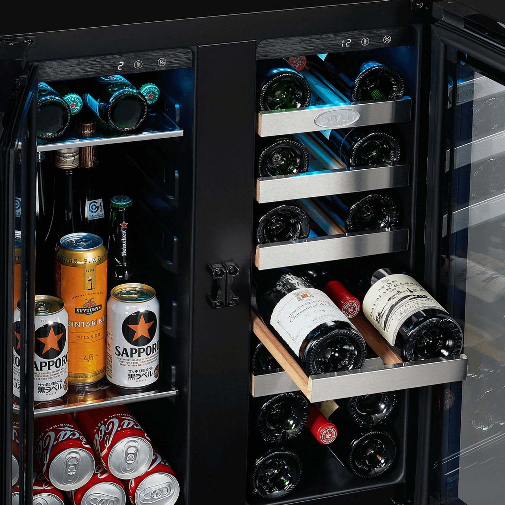 Glass Double-Door Dual-Zone Beverage and Wine Fridge gallery detail image