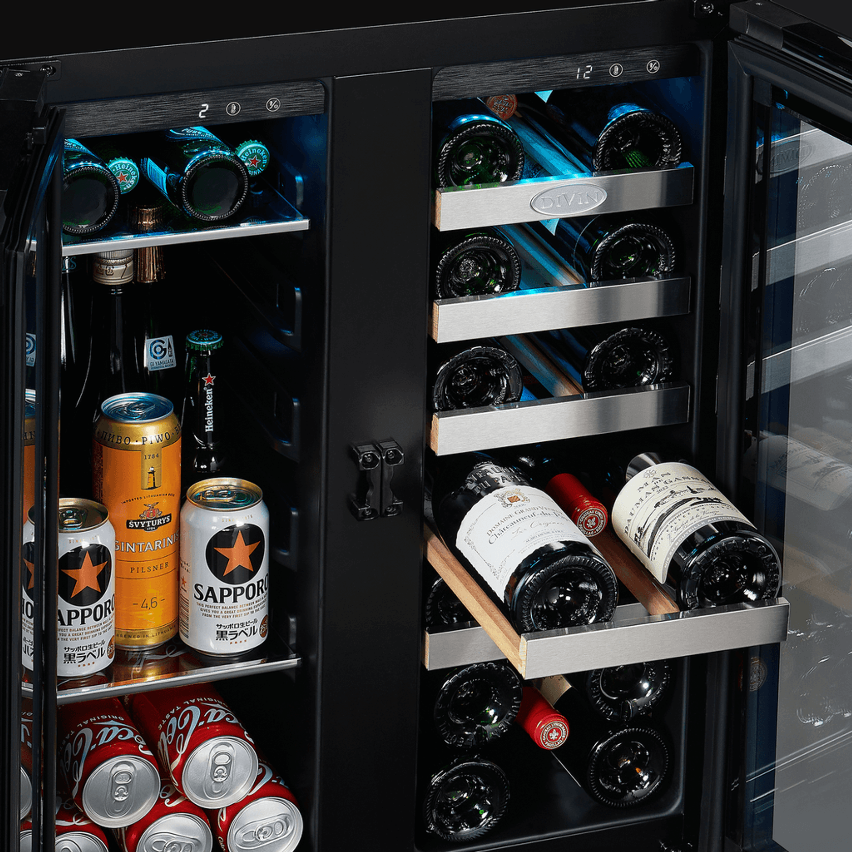 Glass Double-Door Dual-Zone Beverage and Wine Fridge gallery detail image