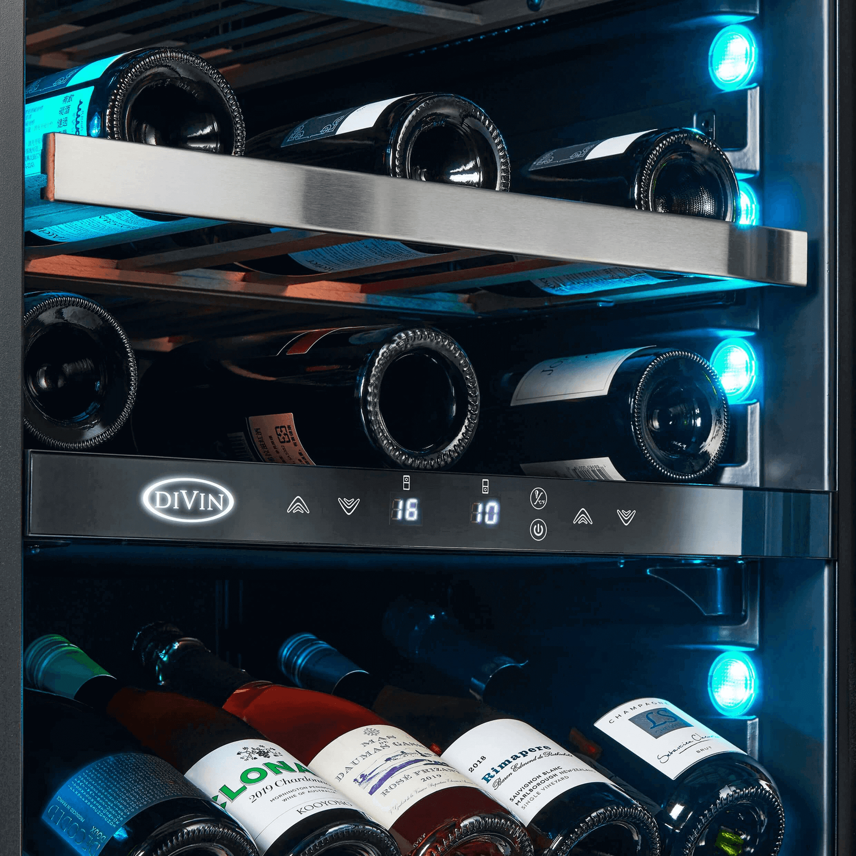130-166 Bottle Dual-Zone Stainless Steel Wine Fridge gallery detail image