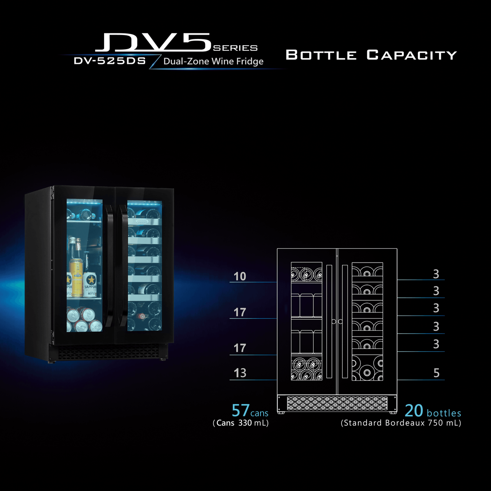 Glass Double-Door Dual-Zone Beverage and Wine Fridge gallery detail image
