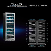 130-166 Bottle Dual-Zone Stainless Steel Wine Fridge gallery detail image