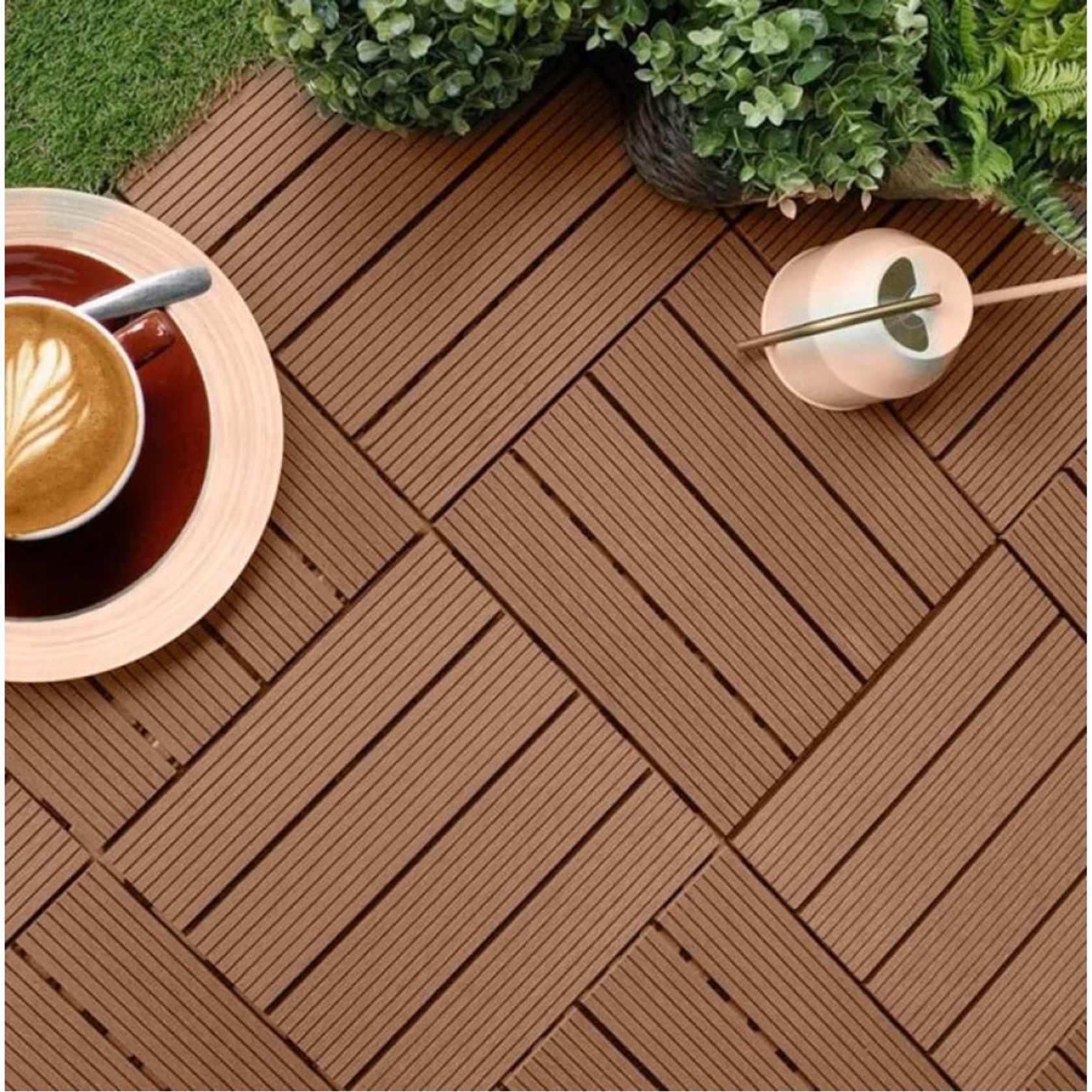 DIY Decking Tiles Redwood 300*300*20 - Pack of 10 gallery detail image