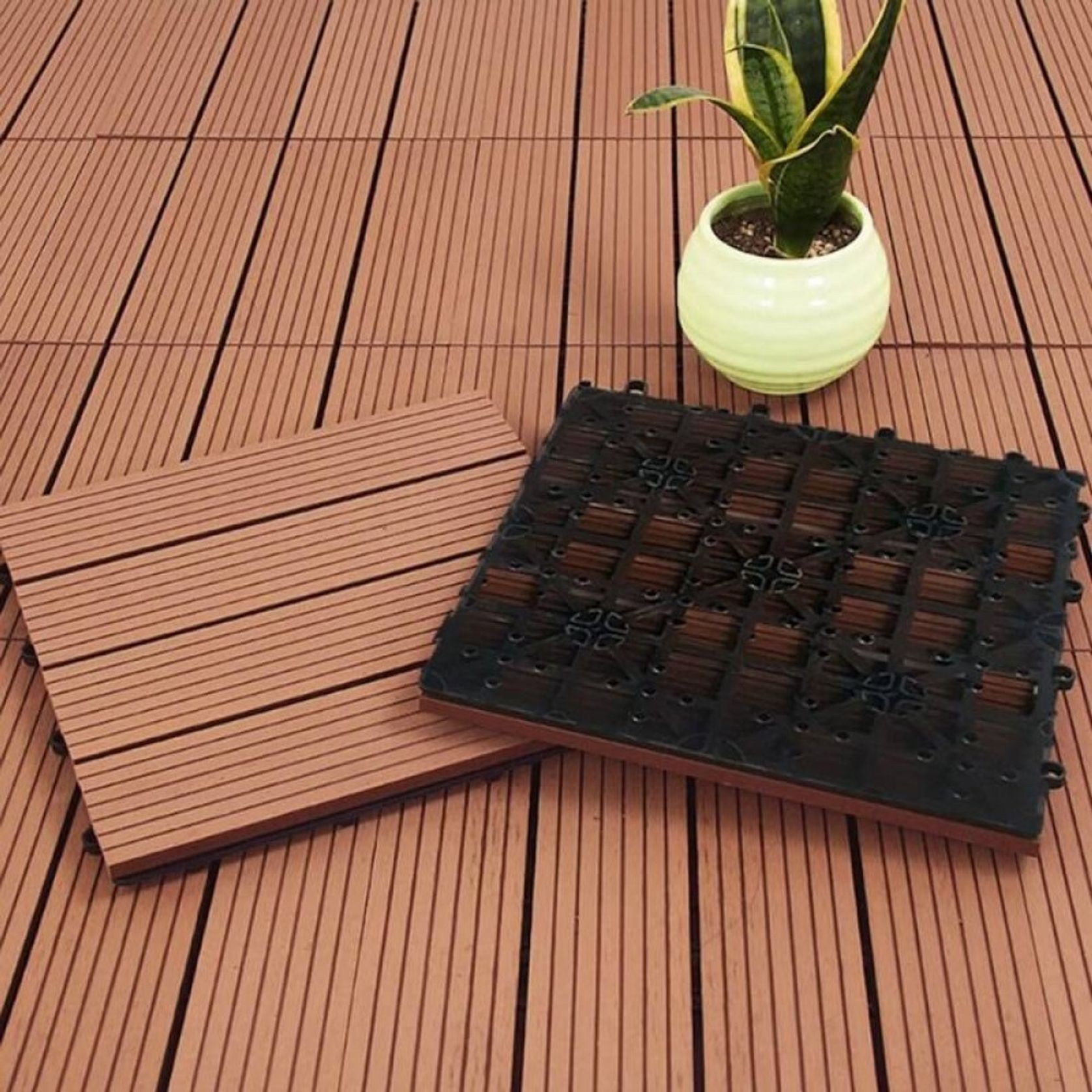 DIY Decking Tiles Redwood 300*300*20 - Pack of 10 gallery detail image