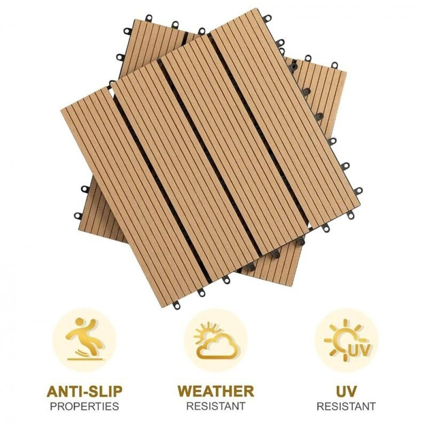 DIY Decking Tiles Teak 300*300*20 - Pack of 10 gallery detail image