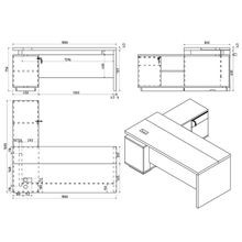 Carter Executive Office Desk + Right Return - 180cm - Coffee + Charcoal gallery detail image