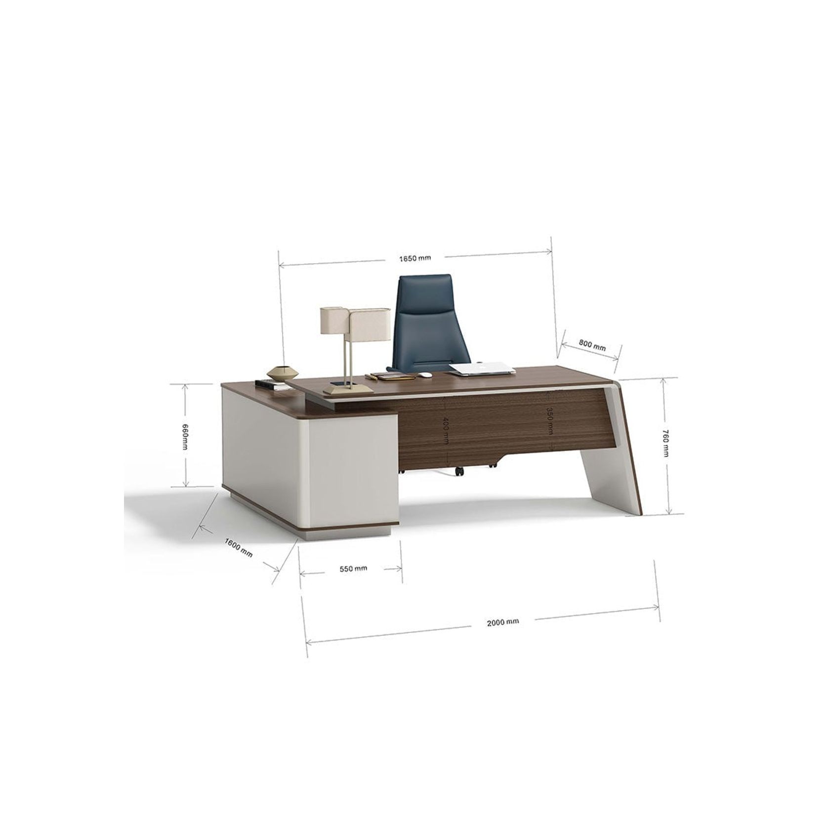 ANDERS Executive Desk Reversible Return 2.0M - Australian Gold Oak/ Beige gallery detail image