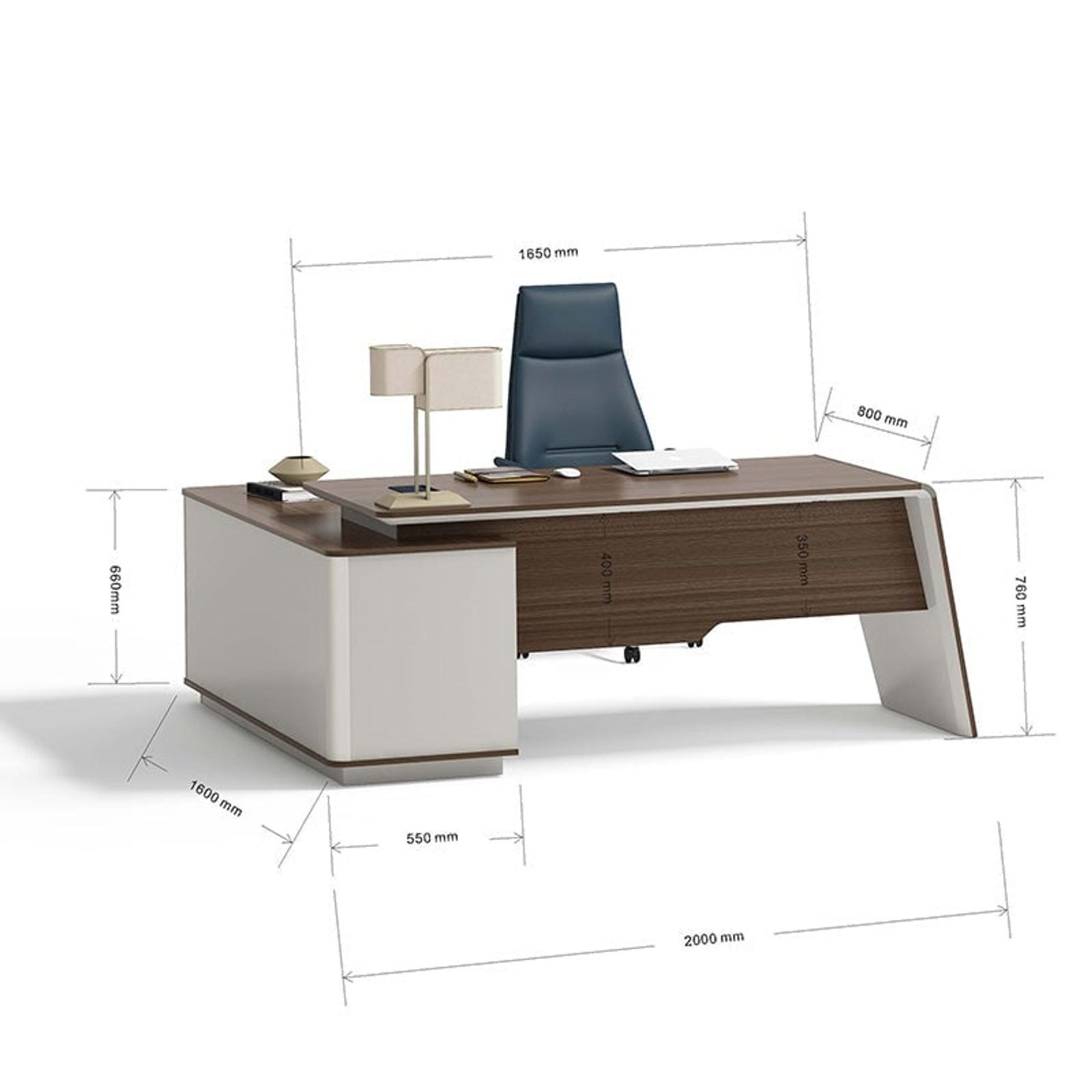 ANDERS Executive Desk Reversible Return 2.0M - Australian Gold Oak/ Beige gallery detail image