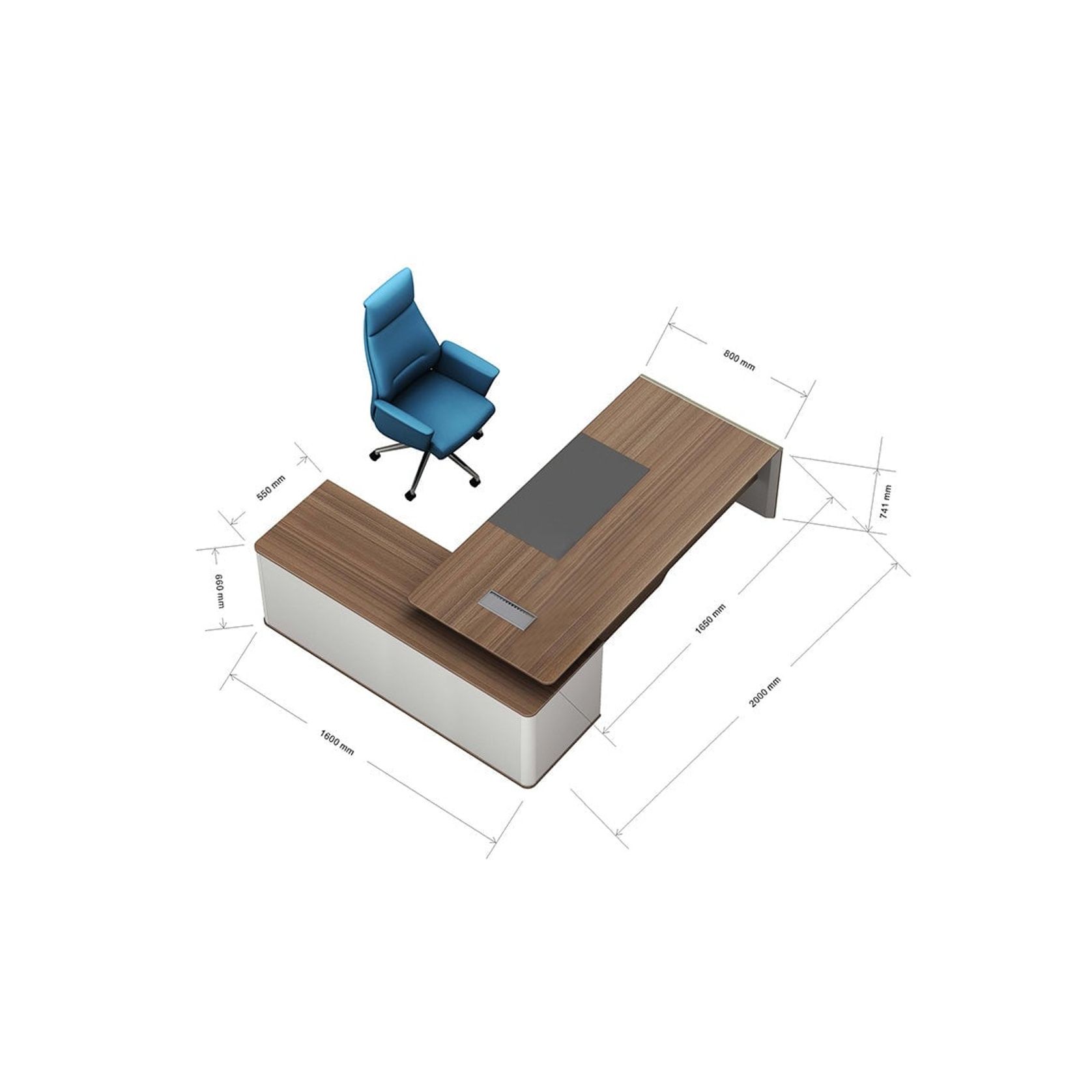 ANDERS Executive Desk Reversible Return 2.0M - Australian Gold Oak/ Beige gallery detail image