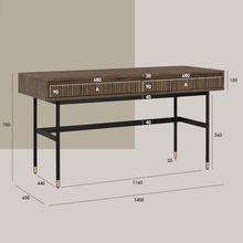 HAMILTON Study Desk Solid Acacia Wood 140cm - Toffee gallery detail image