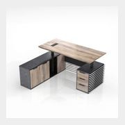 PHOENIX Sit & Stand Electric Lift Executive Desk with Left Return 1.8M - Warm Oak & Black gallery detail image