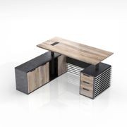 PHOENIX Sit & Stand Electric Lift Executive Desk with Left Return 1.8M - Warm Oak & Black gallery detail image