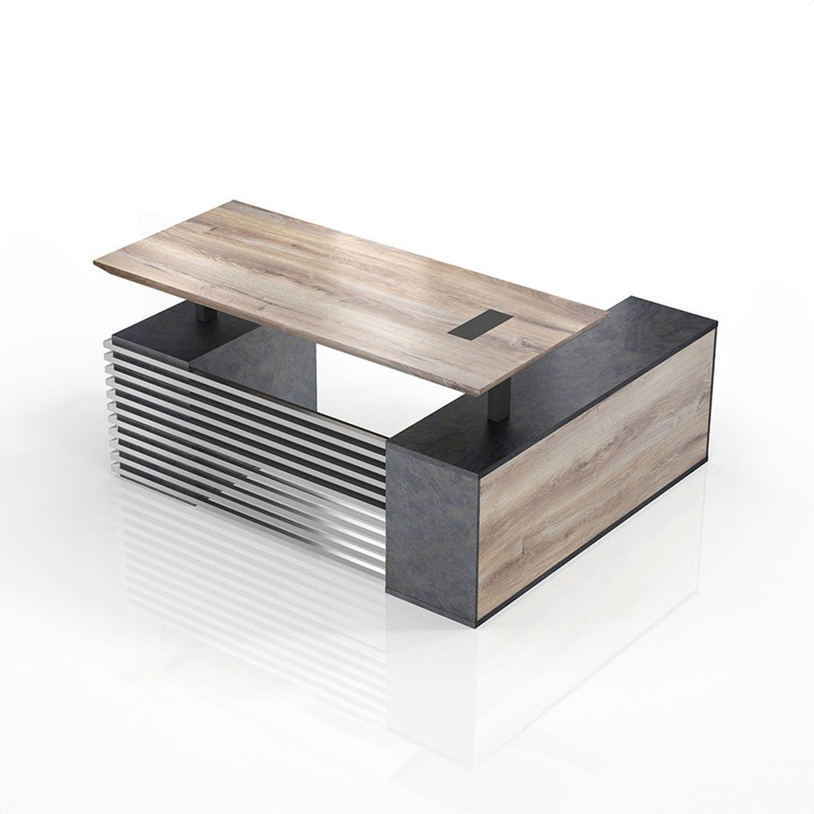 PHOENIX Sit & Stand Electric Lift Executive Desk with Left Return 1.8M - Warm Oak & Black gallery detail image