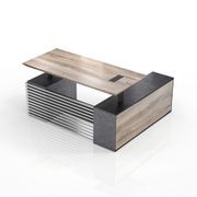 PHOENIX Sit & Stand Electric Lift Executive Desk with Left Return 1.8M - Warm Oak & Black gallery detail image