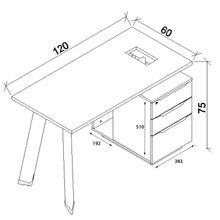 ARTO Single Workstation Desk with Right Cabinet 1.2M - Warm Oak & Black gallery detail image
