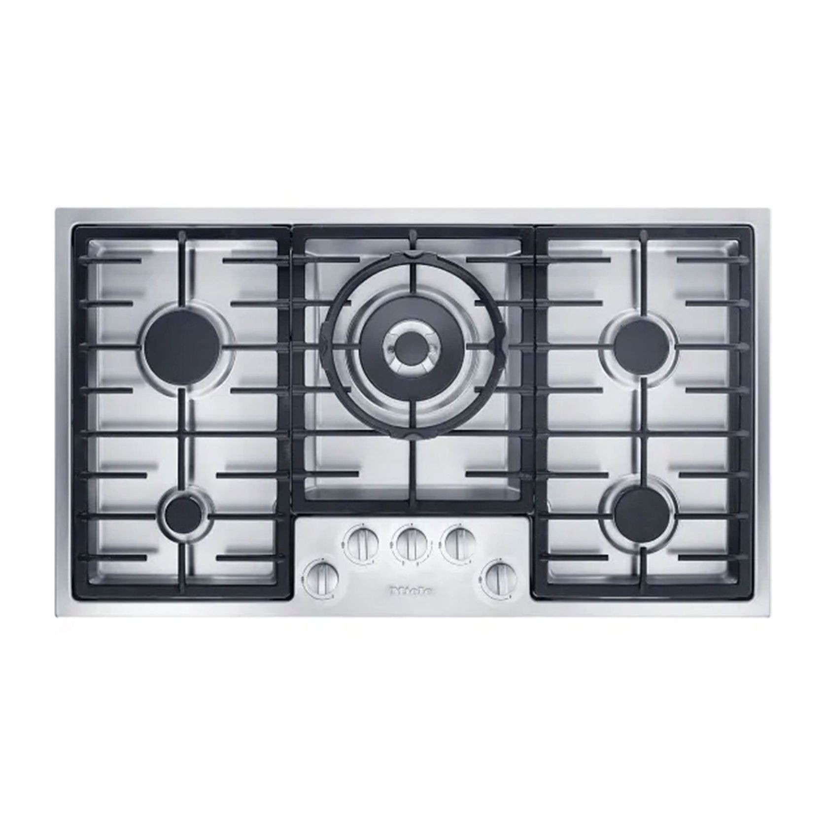 Miele 90cm 5 Burner Dual Wok Burner Gas Cooktop - Stainless Steel gallery detail image