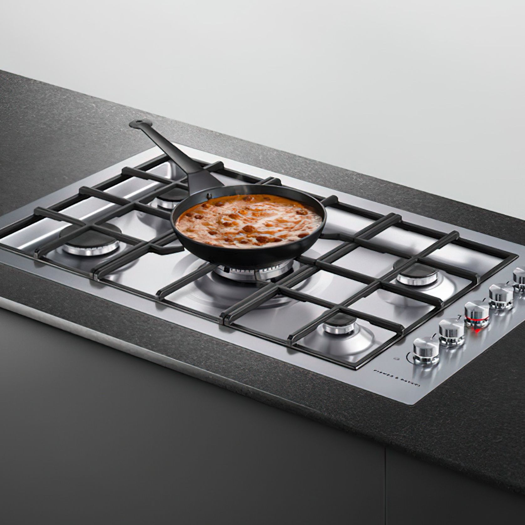 F&P Gas on Steel Cooktop, 90cm, Flush Fit, LPG gallery detail image