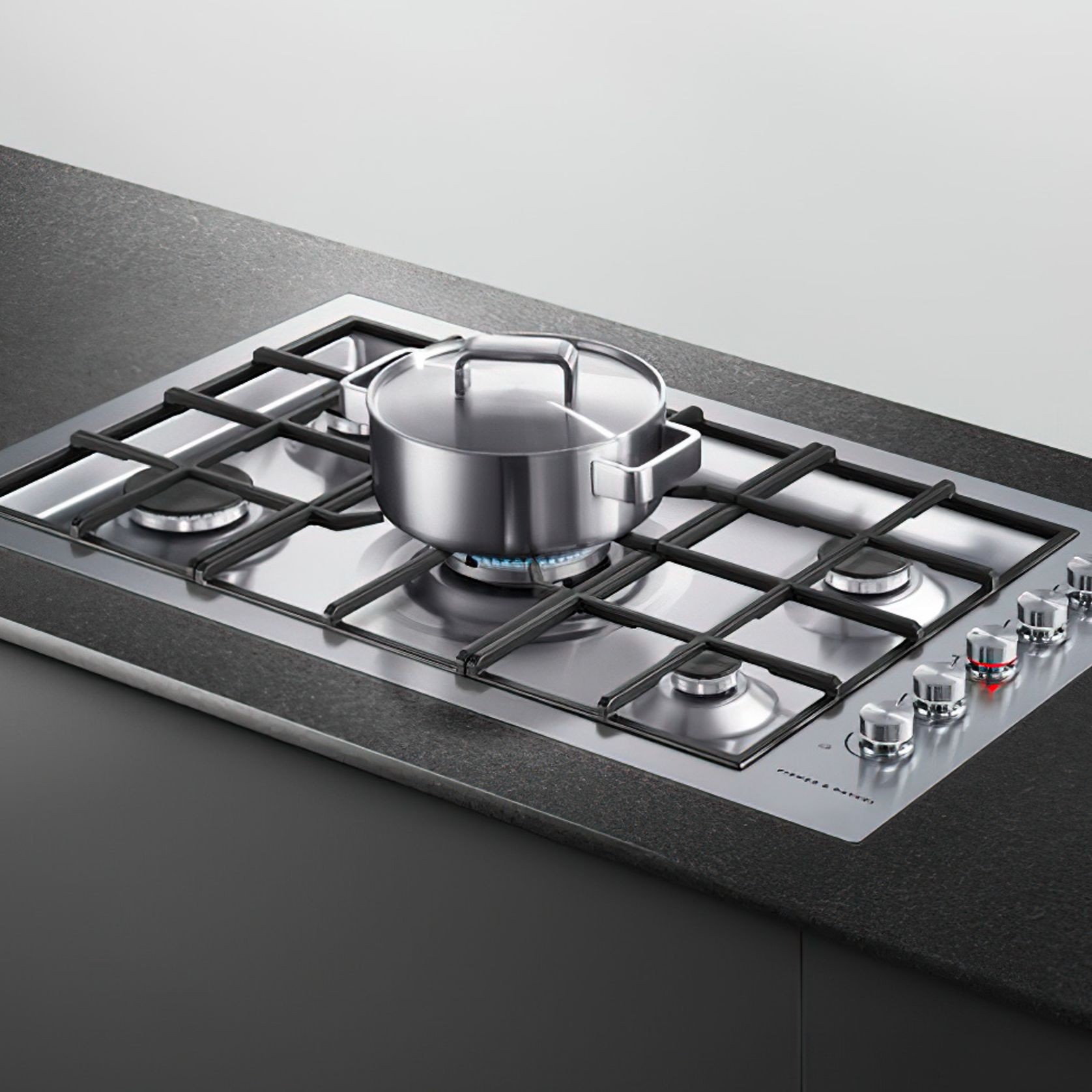 F&P Gas on Steel Cooktop, 90cm, Flush Fit, LPG gallery detail image