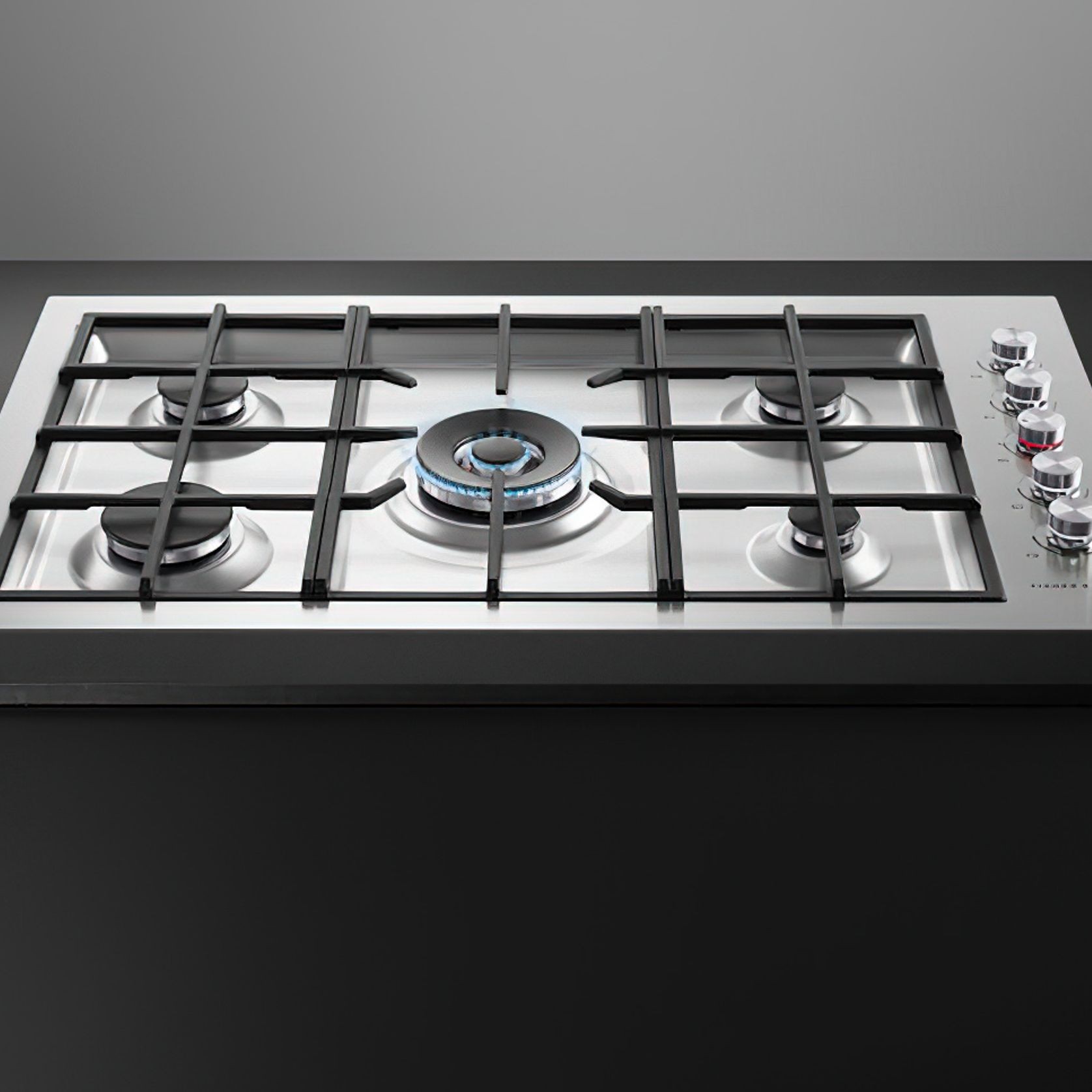 F&P Gas on Steel Cooktop, 90cm, Flush Fit, LPG gallery detail image