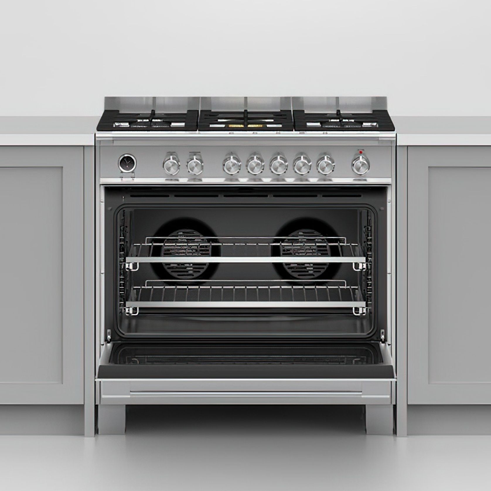 F&P Freestanding Cooker, Dual Fuel, 90cm, 5 Burners gallery detail image